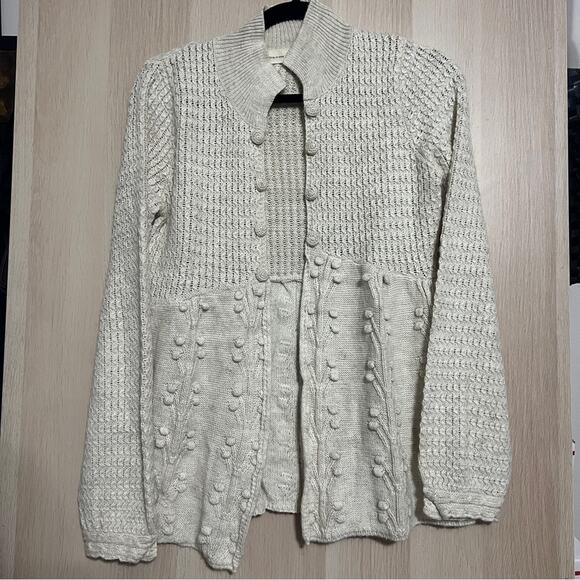 Anthropologie Sleeping With Snow Cream Knit Sweater Size Small - Picture 1 of 3